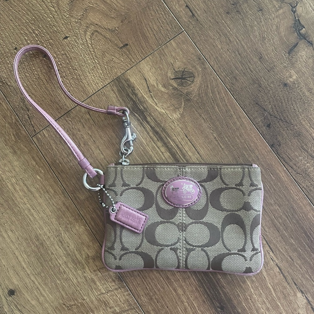 Coach Wristlet with Pink and Brown Accents
